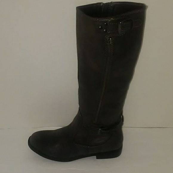 Report Shoes Womens Gray Leather Riding Boots Size 8m Poshmark